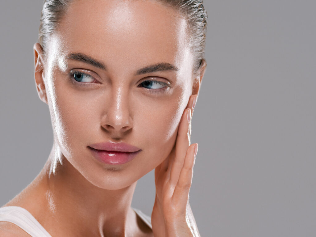 Beautiful woman face with healthy clean slon spa concept cosmetic skin care